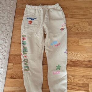 Mayfair (NWT) Women’s Cream Sweatpants with Colorful Graphics